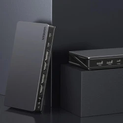 Мултифункционален хъб UGREEN Revodok Pro 209 CM615/90912 9в1 - 2xUSB-A, 2xUSB-C, 2xHDMI, 2xDisplayPort, RJ45 (LAN)
