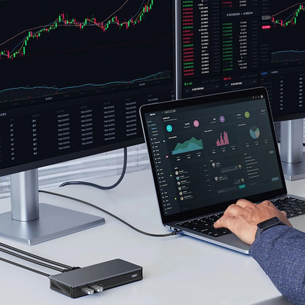 Мултифункционален хъб UGREEN Revodok Pro 209 CM615/90912 9в1 - 2xUSB-A, 2xUSB-C, 2xHDMI, 2xDisplayPort, RJ45 (LAN)