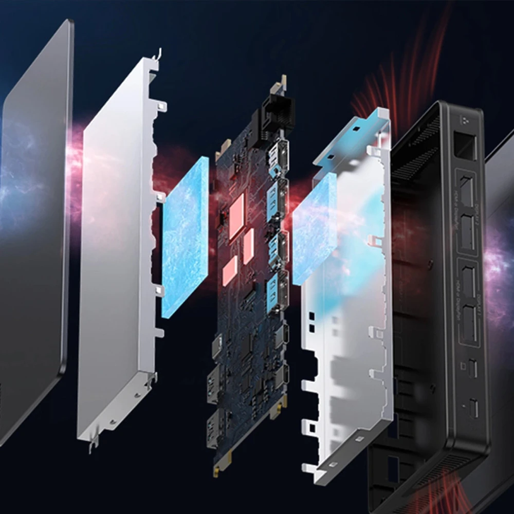 Мултифункционален хъб UGREEN Revodok Pro 209 CM615/90912 9в1 - 2xUSB-A, 2xUSB-C, 2xHDMI, 2xDisplayPort, RJ45 (LAN)