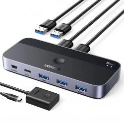 Превключвател UGREEN Sharing Switch Box CM662/15705 от 2xUSB-A и USB-C към 3xUSB-A, USB-C