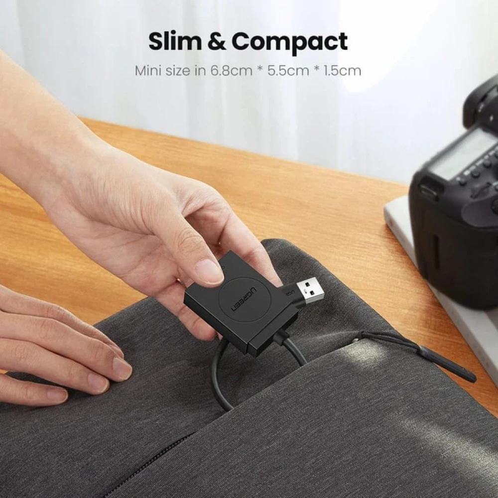 Преходник / Четец на карти UGREEN CR127/20250 - USB-A към SD, Micro SD