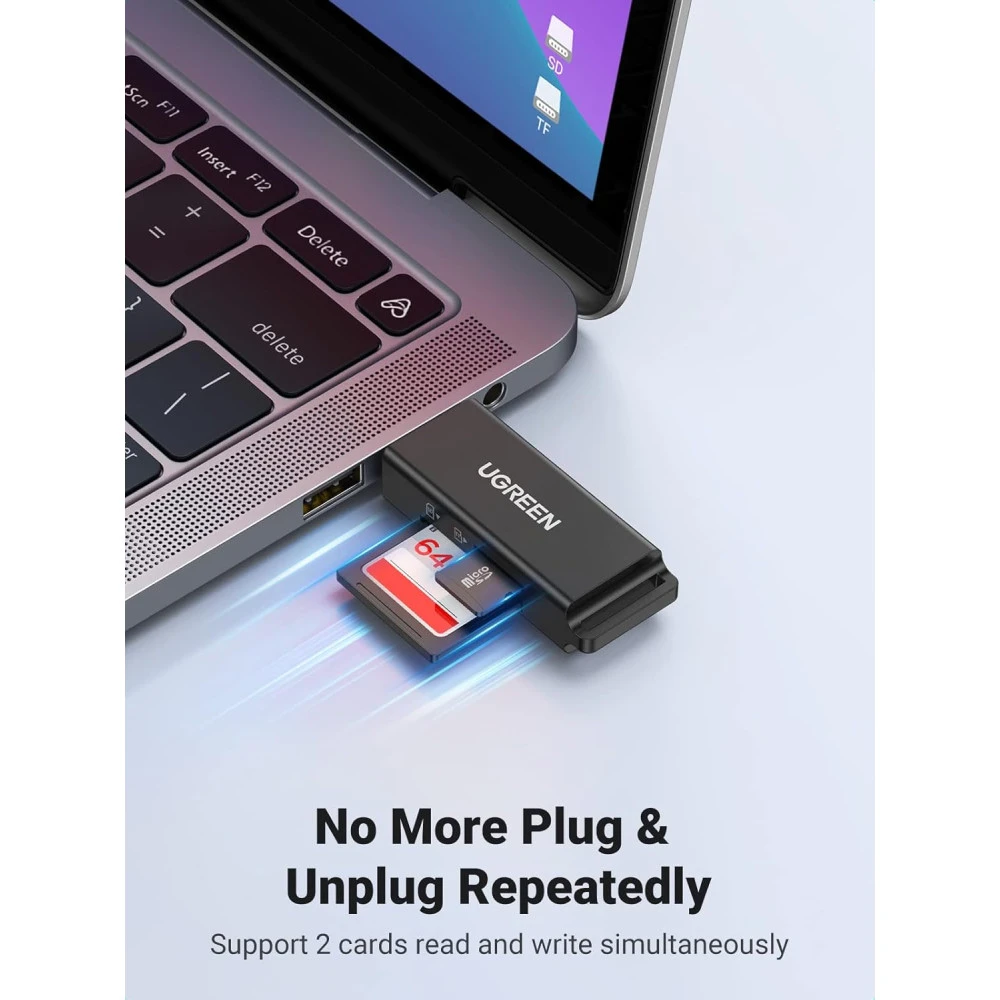 Четец на карти UGREEN CM104/40752- USB-A, SD, Micro SD