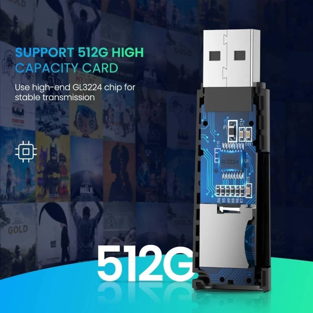 Четец на карти UGREEN CM264/60722- USB-A, SD, Micro SD