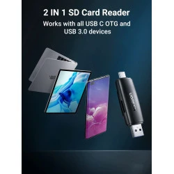 Четец на карти UGREEN CM304/80191 - USB-A и Type-C, SD, Micro SD