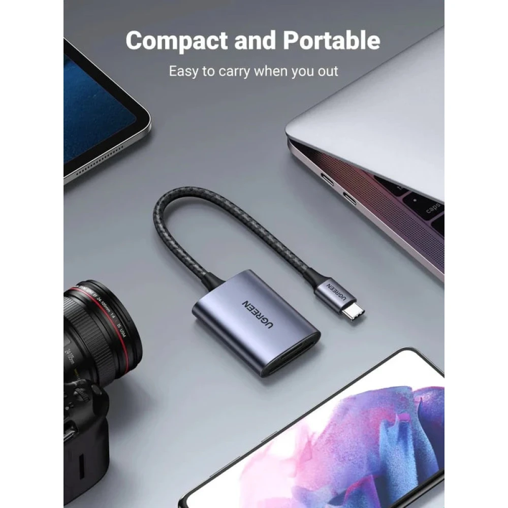 Четец на карти UGREEN CM401/80888 2в1 - Type-C, SD, Micro SD