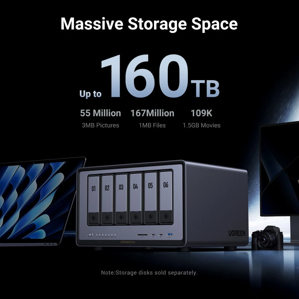 NAS устройство Network Attached Storage (NAS) UGREEN - DXP6800 Pro, 6-Bay intel i5- 1235U Diskless