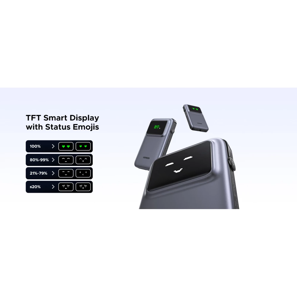  Външна батерия UGREEN - 10 000 mAh, 30W, PB511/35604B + кабел Type-C