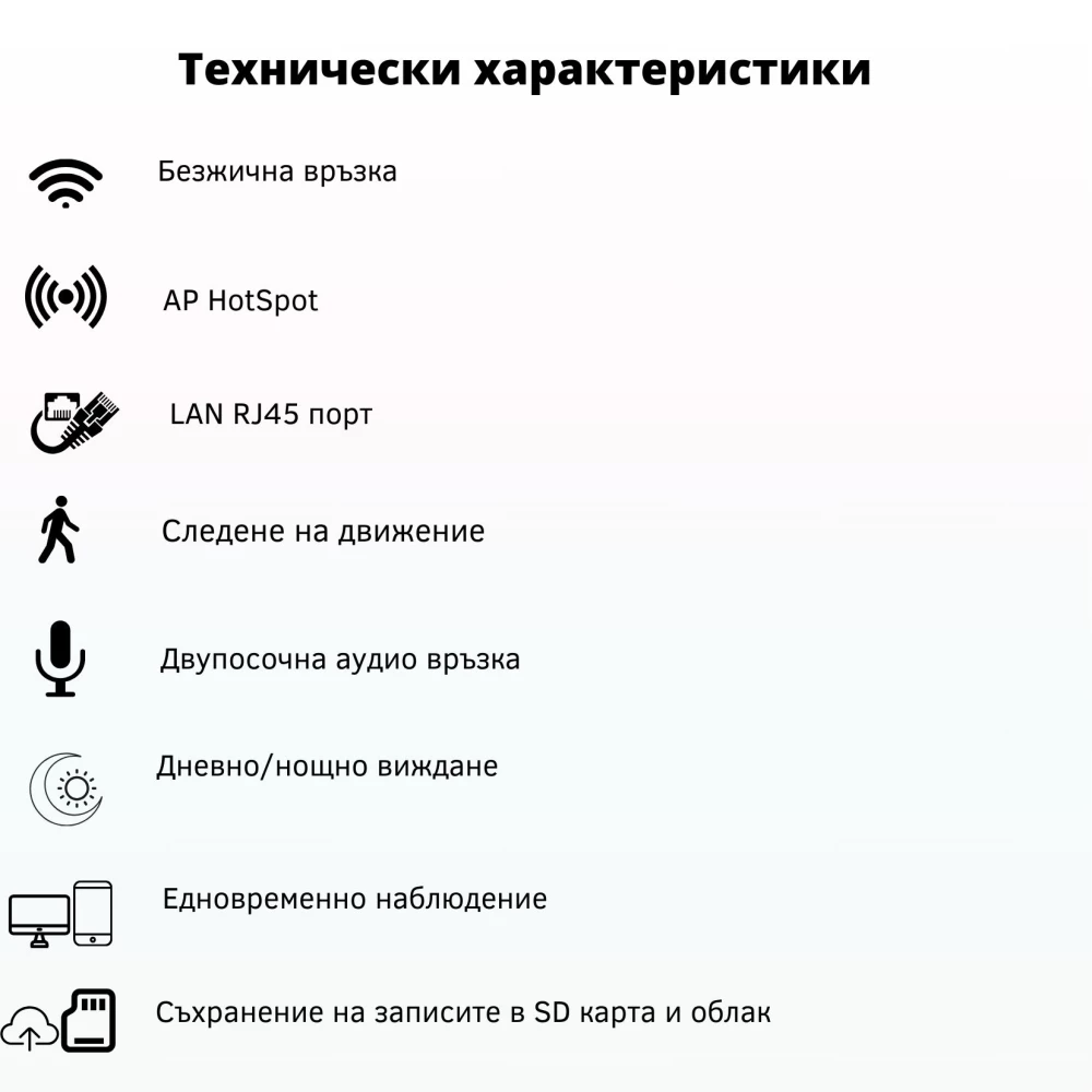 Външна WiFi камера с микрофон, нощно виждане и следене на движение, слот за SD карта, 21 бр.LED диоди + 15 бр. IR диоди, 3MP - C006X-H Външна WiFi камера с микрофон, нощно виждане и следене на движение, слот за SD карта, 21 бр.LED диоди + 15 бр. IR диоди, 3MP - C006X-H