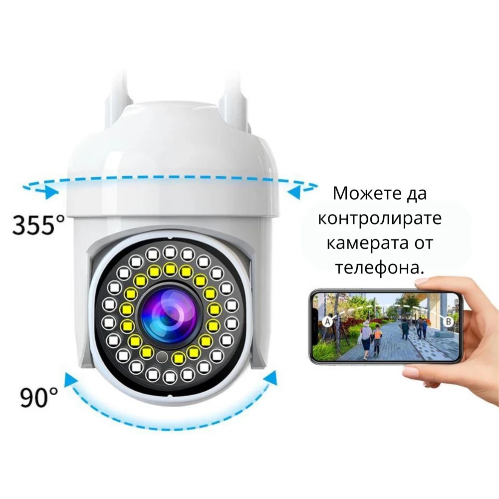 Външна WiFi камера с микрофон, нощно виждане и следене на движение, слот за SD карта, 21 бр.LED диоди + 15 бр. IR диоди, 3MP - C006X-H Външна WiFi камера с микрофон, нощно виждане и следене на движение, слот за SD карта, 21 бр.LED диоди + 15 бр. IR диоди, 3MP - C006X-H