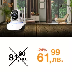 Вътрешна WiFi камера HD с микрофон, нощно виждане, слот за SD карта, 2MP - Q11X-F