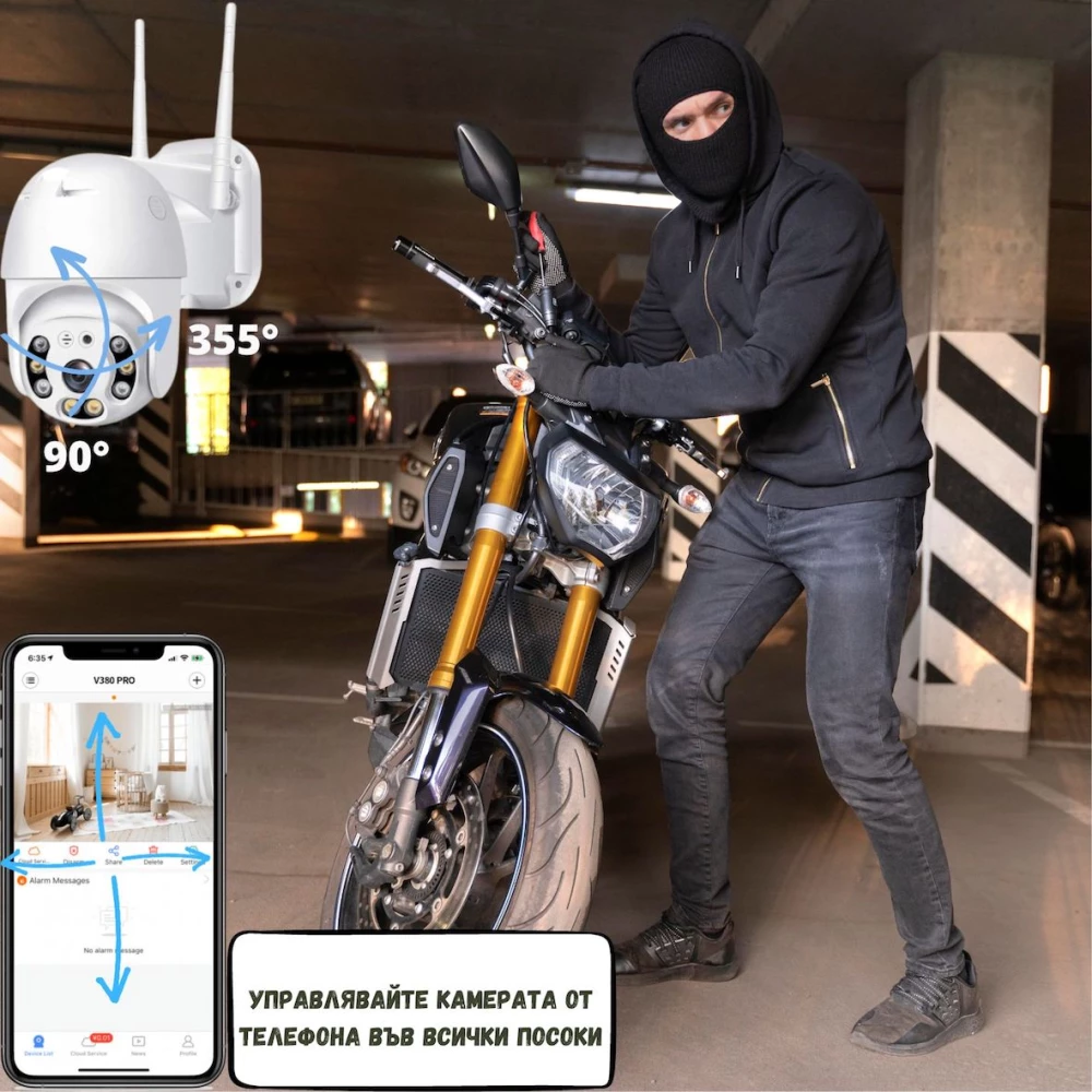 Външна WiFi камера с микрофон, нощно виждане и следене на движение, слот за TF карта, 2MP - Q5-20W