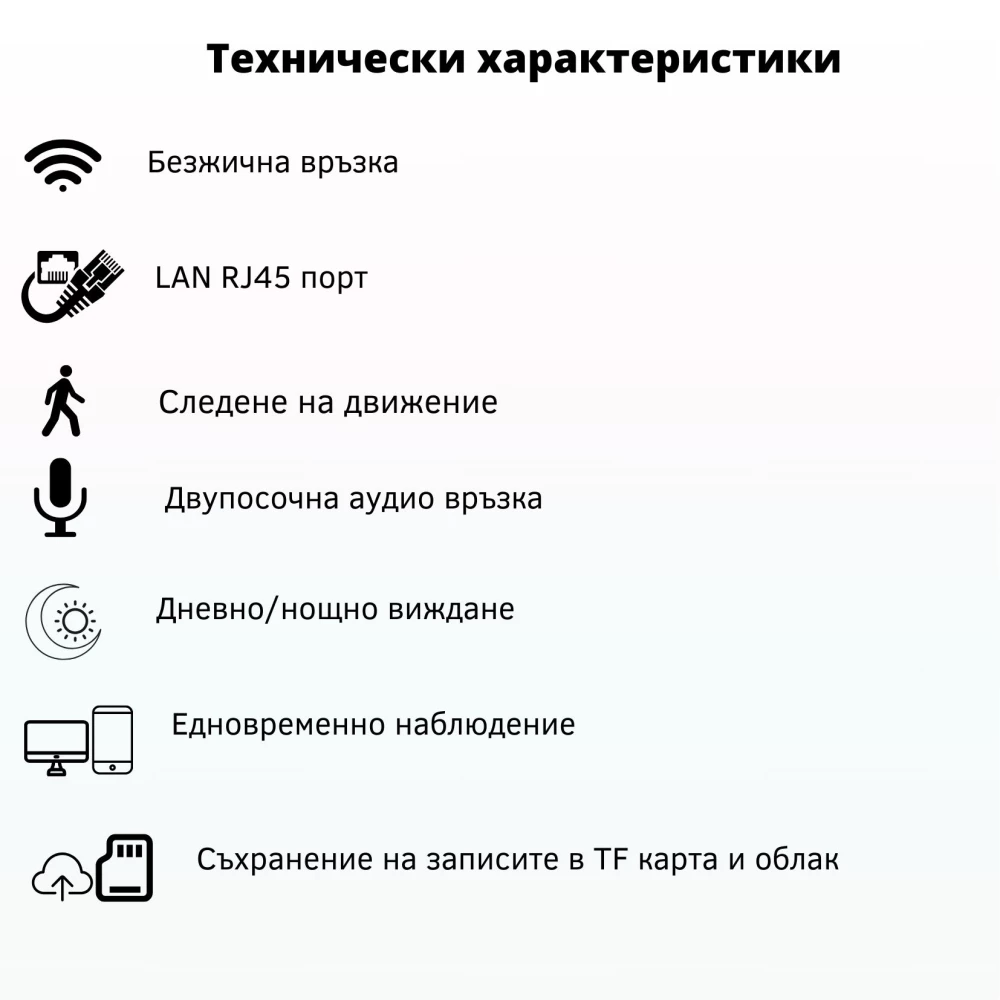 Външна WiFi камера с микрофон, нощно виждане и следене на движение, слот за TF карта, 2MP - Q3-20W