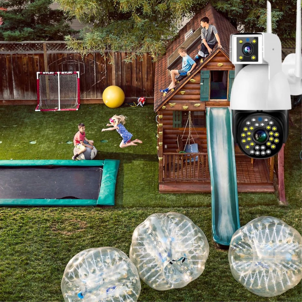 Външна WiFi двойна камера с микрофон, нощно виждане и следене на движение, слот за SD карта, 2MP - SC01-W Външна WiFi двойна камера с микрофон, нощно виждане и следене на движение, слот за SD карта, 2MP - SC01-W