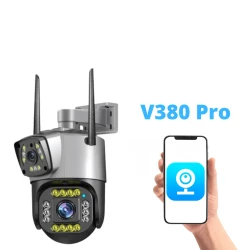 Външна WiFi двойна камера с микрофон, нощно виждане и следене на движение, слот за SD карта, 2MP+2MP - SC02-W