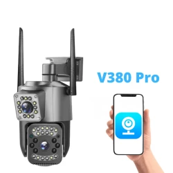 Външна WiFi двойна камера с микрофон, нощно виждане и следене на движение, слот за SD карта, 2MP+2MP - SC03-W