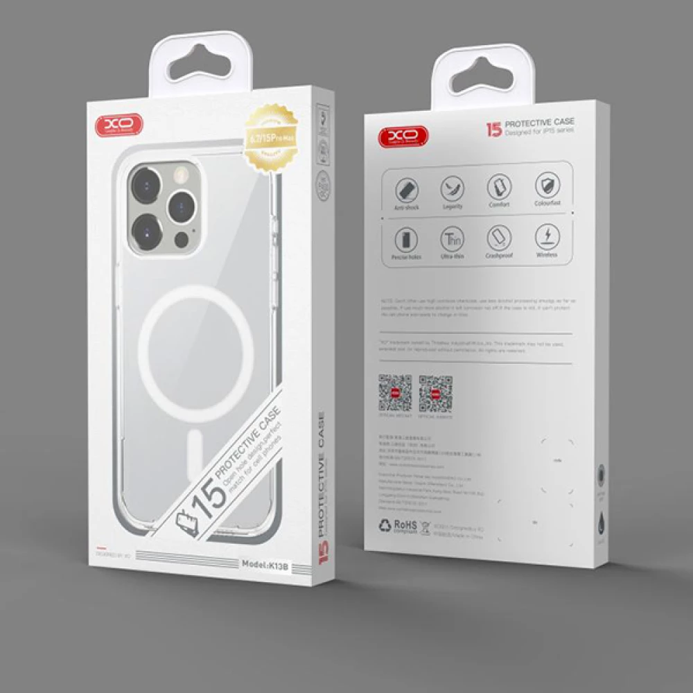  СЕТ Калъф XO MagSafe + Стъклен протектор 2.5D за Apple iPhone 15