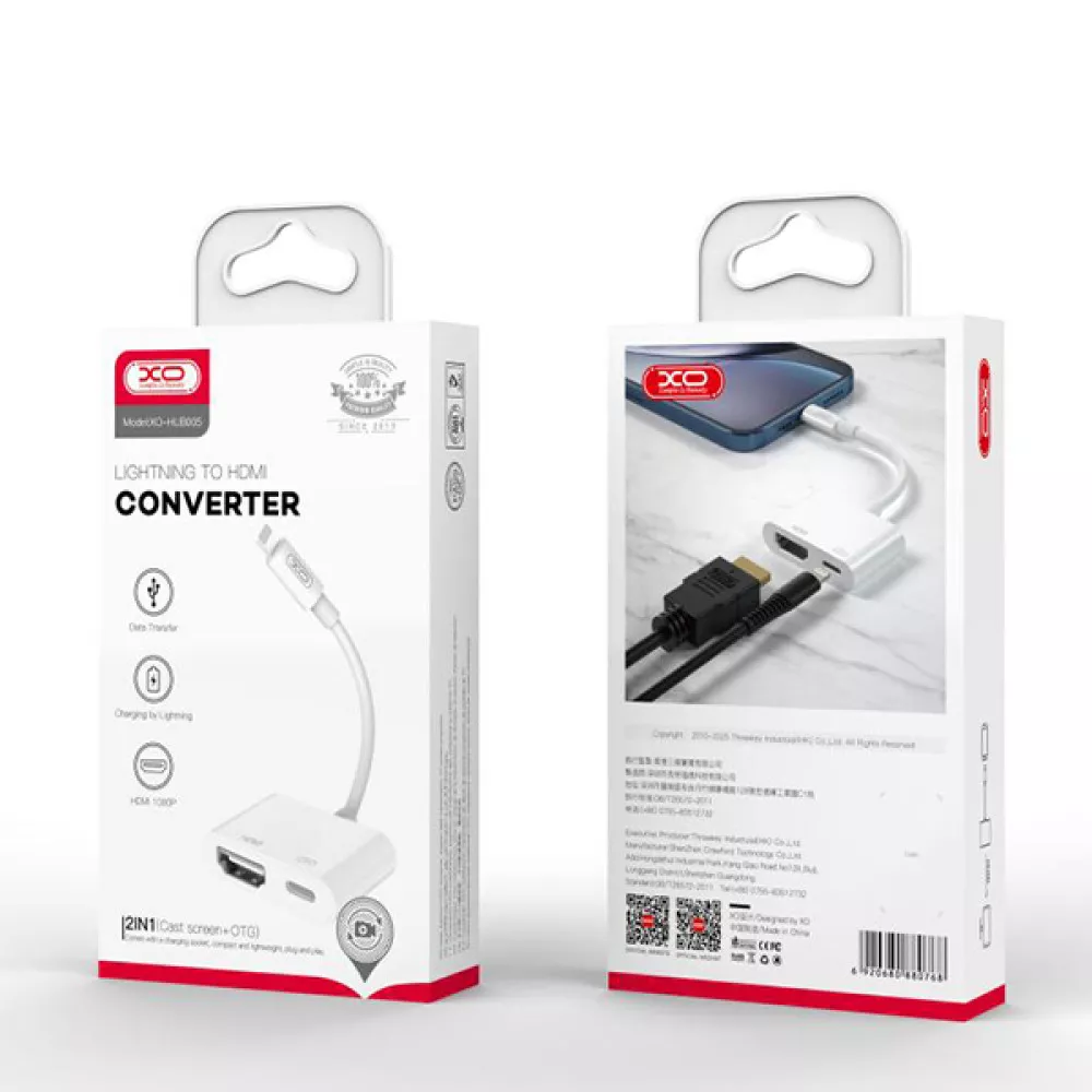 Хъб XO от Lightning към HDMI + Lightning
