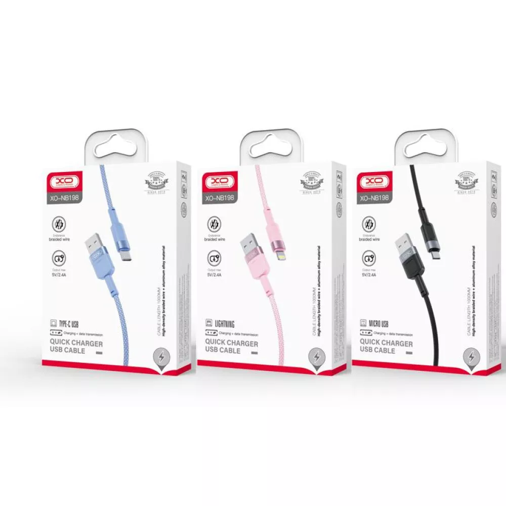 Кабел XO - NB198 USB-A - Micro USB, 2.4А, 1 метър