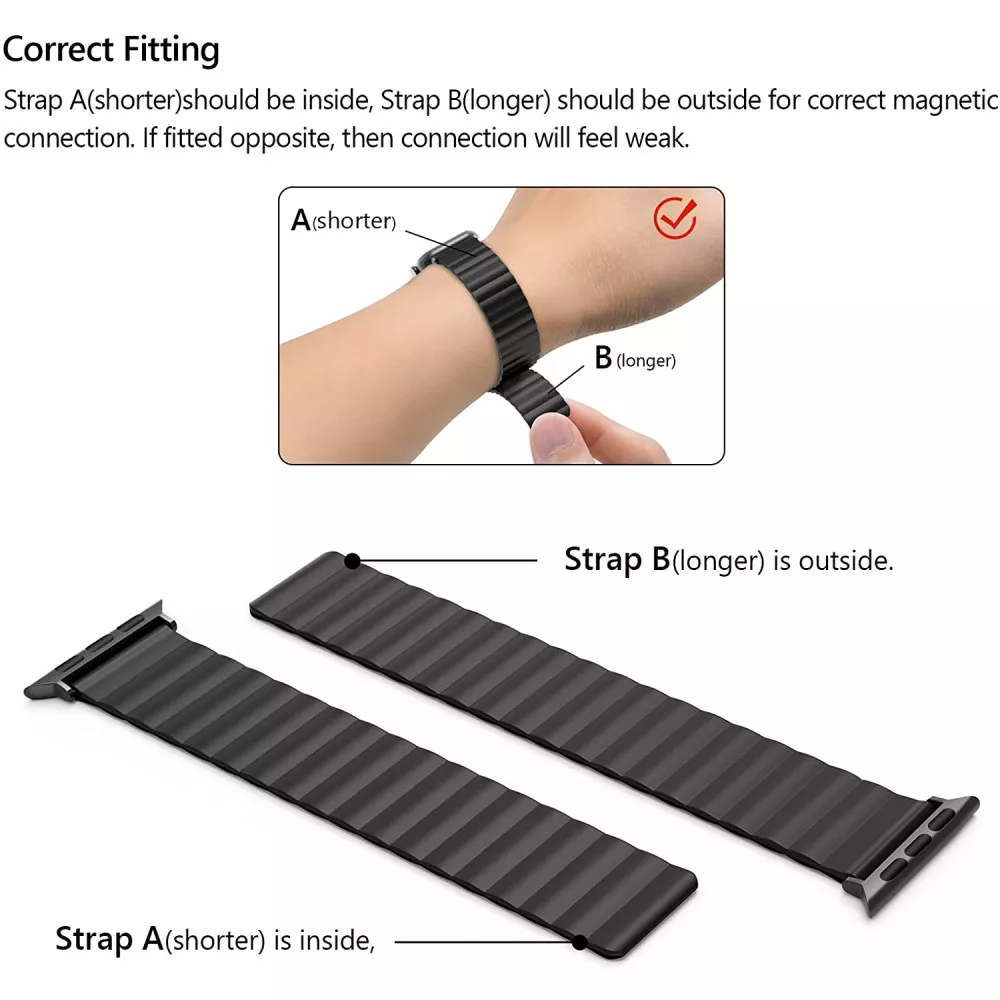 Двулицева магнитна каишка XO за смарт часовник Apple iWatch Series SE2 40мм - Magnetic Strap