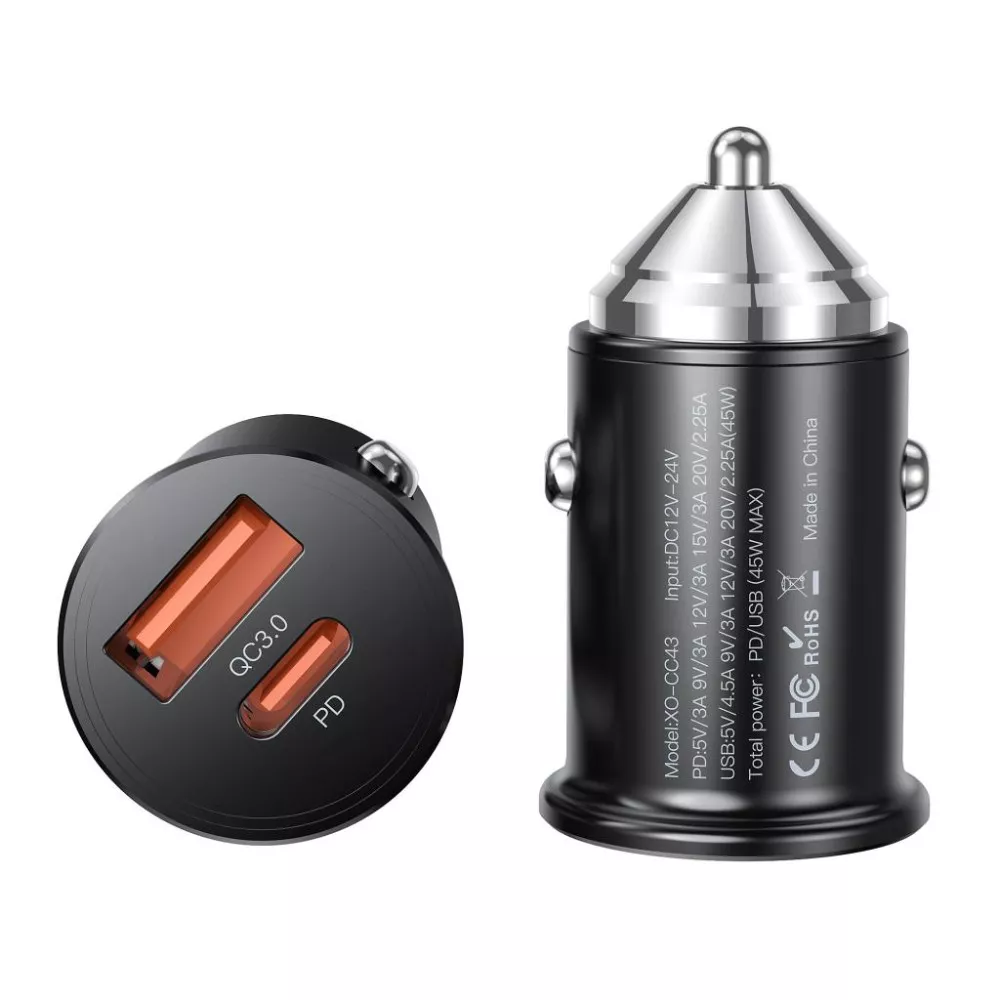 Зарядно за автомобил 12V XO - CC43 45W, USB-A, USB-C