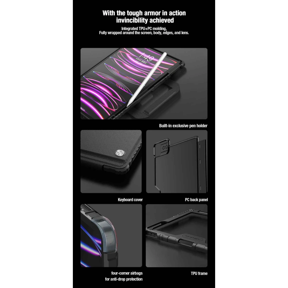 Калъф с клавиатура NILLKIN Bumper GO за таблет  iPad Pro 12.9 2020/2021/2022/ Air 13 2024/2025, Backlit Version