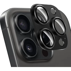 3D стъклен протектор за камера Apple iPhone 16 Pro Max, Черен