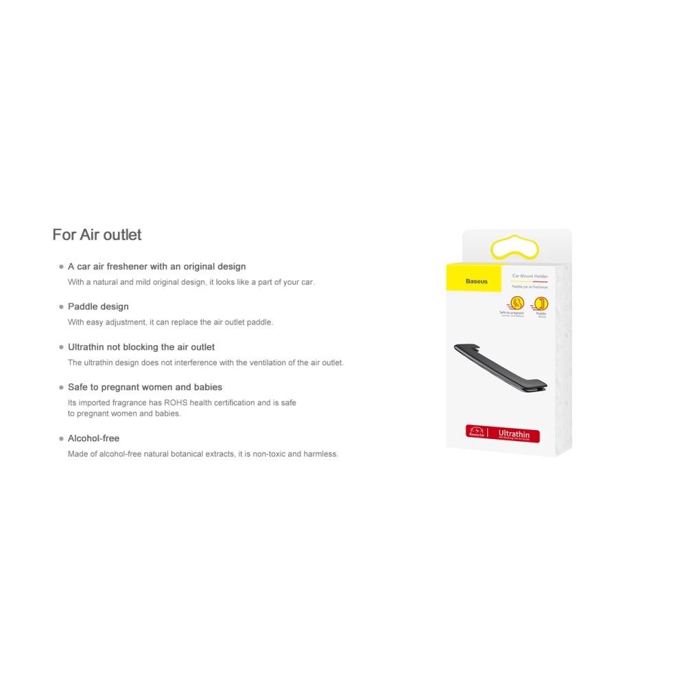 Ароматизатор за автомобил BASEUS Paddle air freshener - (SUXUN-BP0S) - 6 бр. - 3 аромата / сребърен