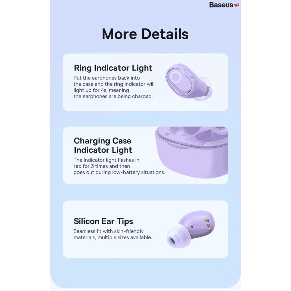 Слушалки BASEUS Bowie WM02 - (NGTW180302), TWS, с Bluetooth