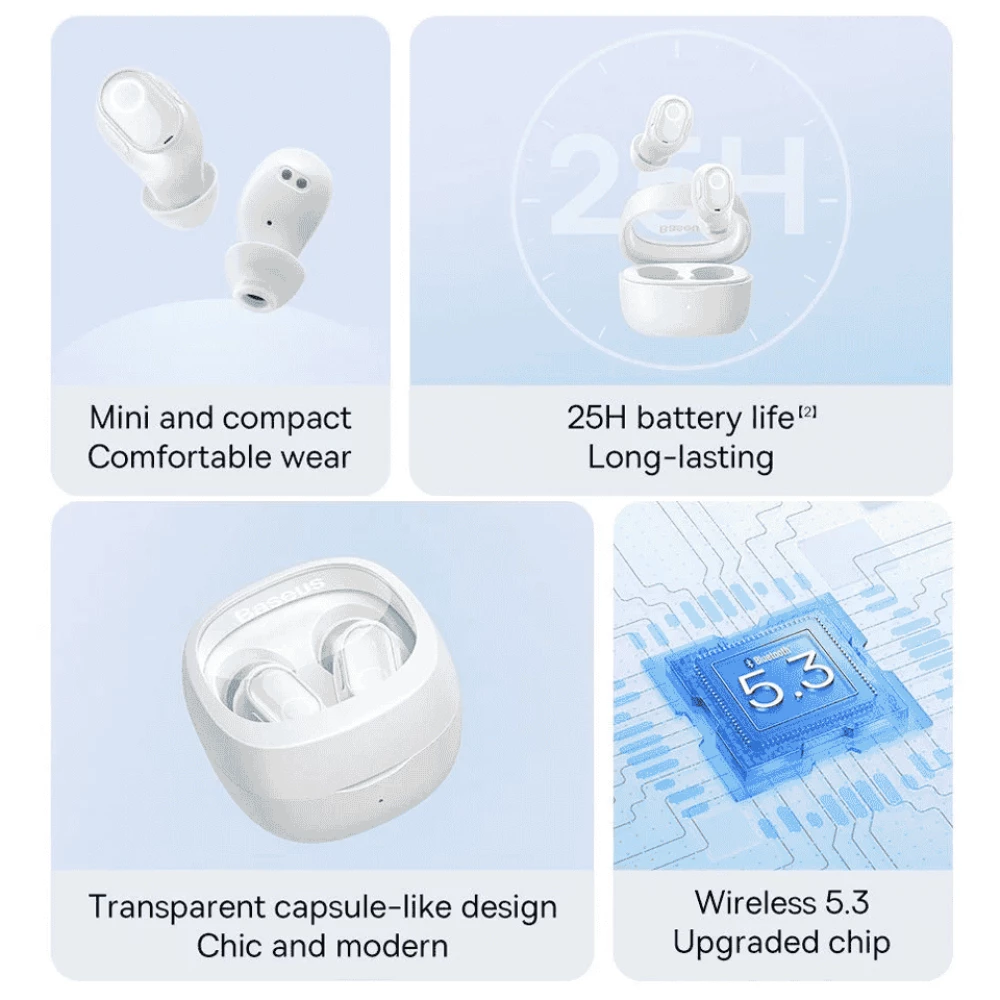 Слушалки BASEUS Bowie WM02 - (NGTW180302), TWS, с Bluetooth