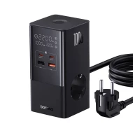 Разклонител и Зарядно устройство 220V BASEUS 100W PowerCombo Tower - (E00023609113-00), 4000W, 2xAC Sockets + 2XUSB + 2XUSB-C(PD)