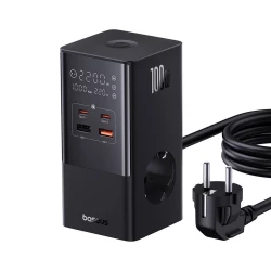 Разклонител и Зарядно устройство 220V BASEUS 100W PowerCombo Tower - (E00023609113-00), 4000W, 2xAC Sockets + 2XUSB + 2XUSB-C(PD)