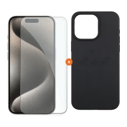  СЕТ Калъф XO Eco-friendly + Стъклен протектор 2.5D за Apple iPhone 15 Pro Max, биоразградим