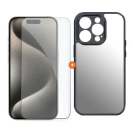  СЕТ Калъф XO Skin Touch + Стъклен протектор 2.5D за Apple iPhone 15 Pro Max